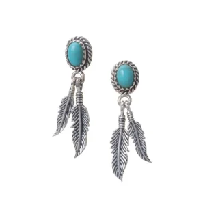 Feather Turquoise Stud Earrings