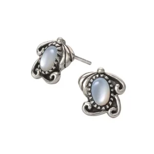 Rainbow Moonstone Oriental Stud Earrings