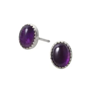 Amethyst Oval Stud Earrings