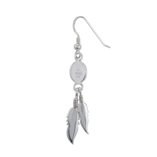 Feather Lapis Lazuli Hook Earrings - Image 3