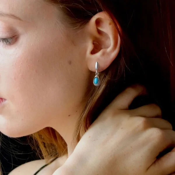 Turquoise Teardrop Stud Earrings - รูปภาพ 4