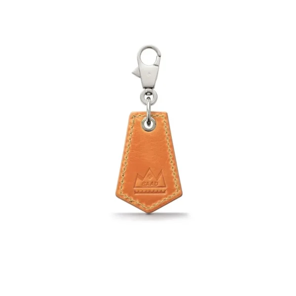 Genuine Leather Keychain Sun Symbol Embossed Natural Cordovan Leather - รูปภาพ 2