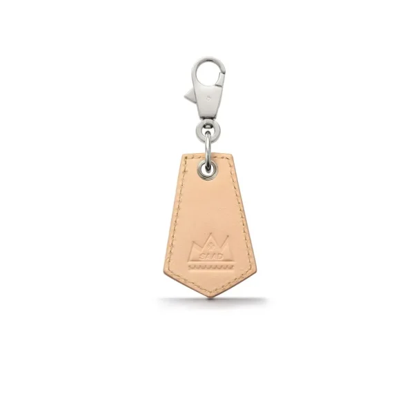 Genuine Leather Keychain Sun Symbol Embossed Natural Saddle Leather - Image 2