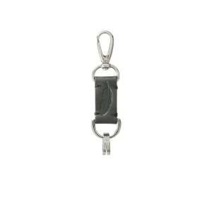Genuine Leather Keychain Embossed Black Saddle Leather