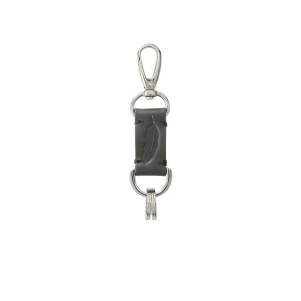 Genuine Leather Keychain Embossed Black Saddle Leather