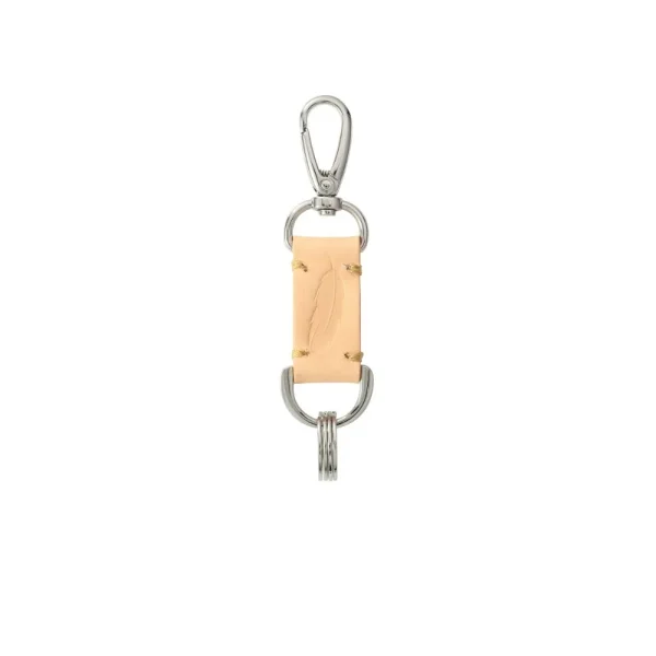 Genuine Leather Keychain Embossed Natural Saddle Leather