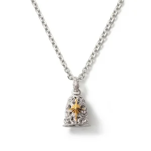 Sun Symbol and Arabesque 24K Gold Plated Openwork Bell Pendant