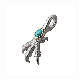 Turquoise Rhodium Plated Eagle Claw Pendant