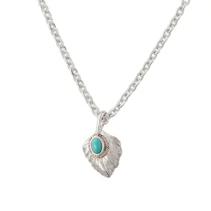 Feather Turquoise Left Facing Heart Shaped Pendant