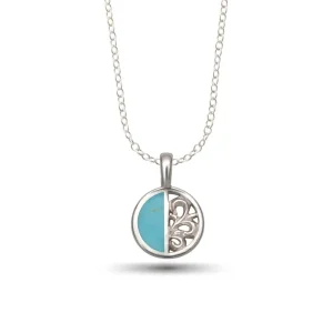 Turquoise Arabesque Openwork Round Pendant