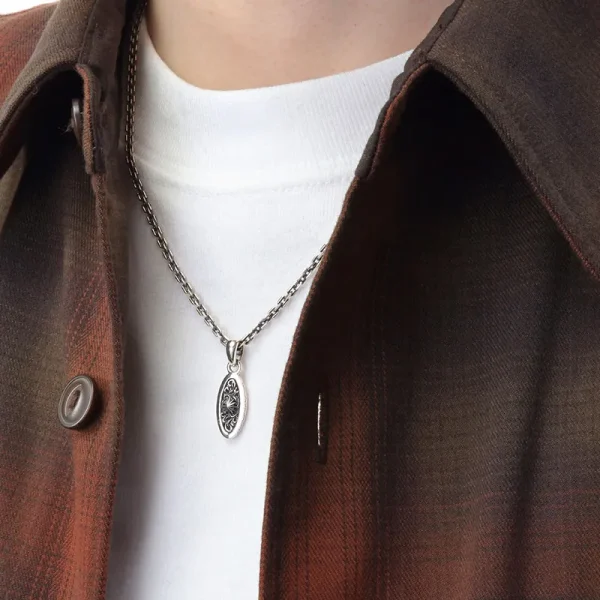 Sun Symbol and Arabesque Oval Pendant, Small - รูปภาพ 5