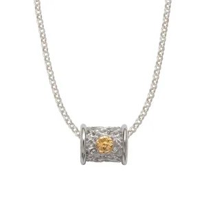 Poppy Flower and Arabesque 24K Gold Plated Openwork Cylinder Pendant, Small