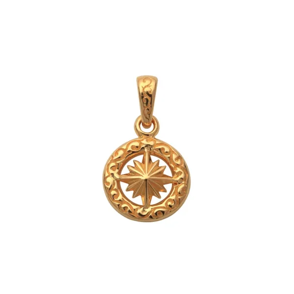 18K Gold Plated Sun Symbol and Arabesque Openwork Pendant - รูปภาพ 2