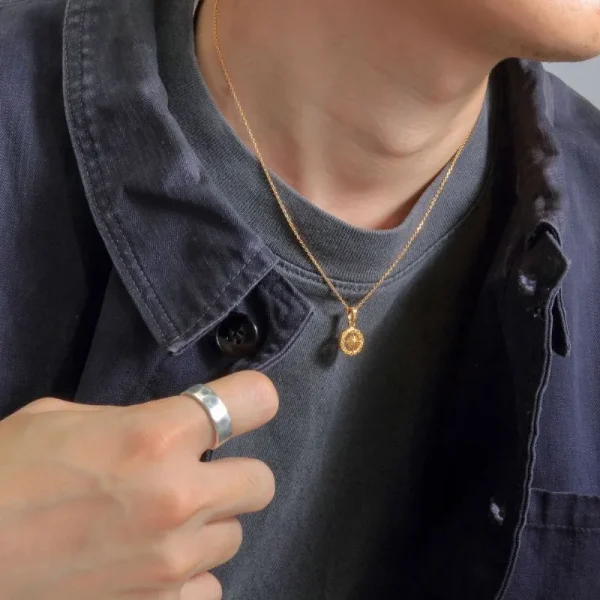 18K Gold Plated Sun Symbol and Arabesque Openwork Pendant - รูปภาพ 4