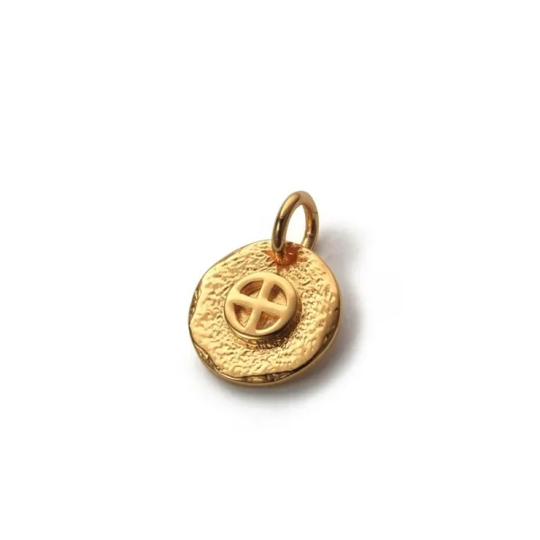 18K Gold Plated Medicine Wheel Tufa Cast Pendant - Image 2