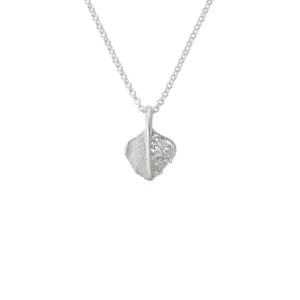 Feather Arabesque Openwork Heart Shaped Pendant