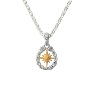 Sun Symbol and Horseshoe 24K Gold Plated Pendant