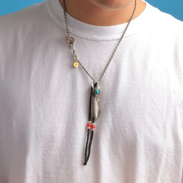Black Deerskin String and Red White Heart Beads - รูปภาพ 2
