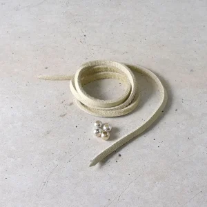 White Deerskin String and Red White Heart Beads