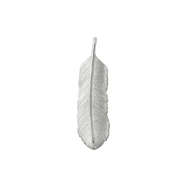 Feather Natural Silver Color Left Facing Pendant, Small - Image 2