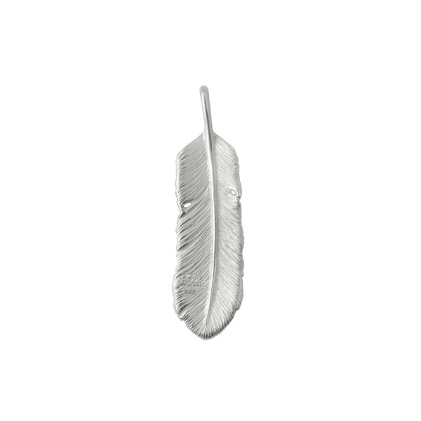 Feather Natural Silver Color Left Facing Pendant, Small - Image 3