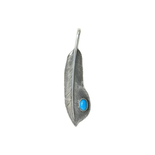 Covert Feather Sleeping Beauty Turquoise Left Facing Pendant, Small - Image 2