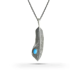 Covert Feather Sleeping Beauty Turquoise Right Facing Pendant, Small
