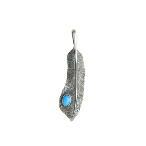 Covert Feather Sleeping Beauty Turquoise Right Facing Pendant, Small - Image 2
