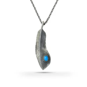 Covert Feather Sleeping Beauty Turquoise Left Facing Pendant, Large