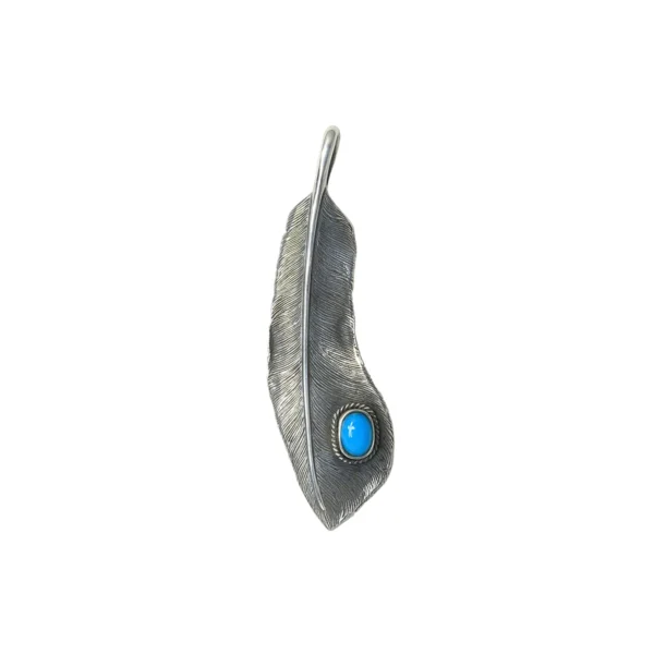 Covert Feather Sleeping Beauty Turquoise Left Facing Pendant, Large - Image 2