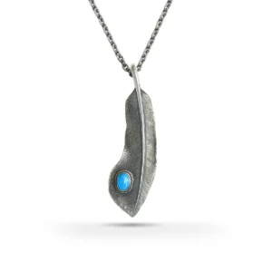 Covert Feather Sleeping Beauty Turquoise Right Facing Pendant, Large