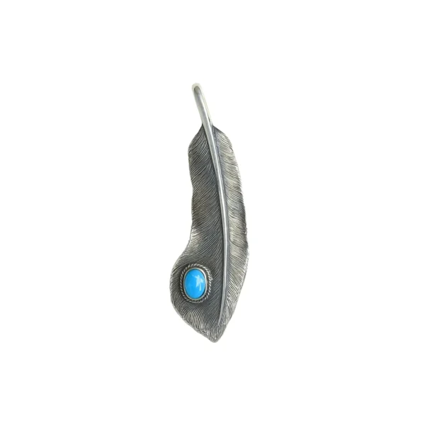 Covert Feather Sleeping Beauty Turquoise Right Facing Pendant, Large - Image 2