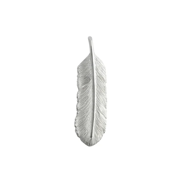 Feather Natural Silver Color Right Facing Pendant, Small - Image 2