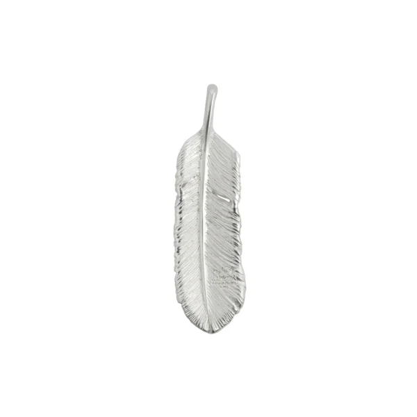 Feather Natural Silver Color Right Facing Pendant, Small - Image 3