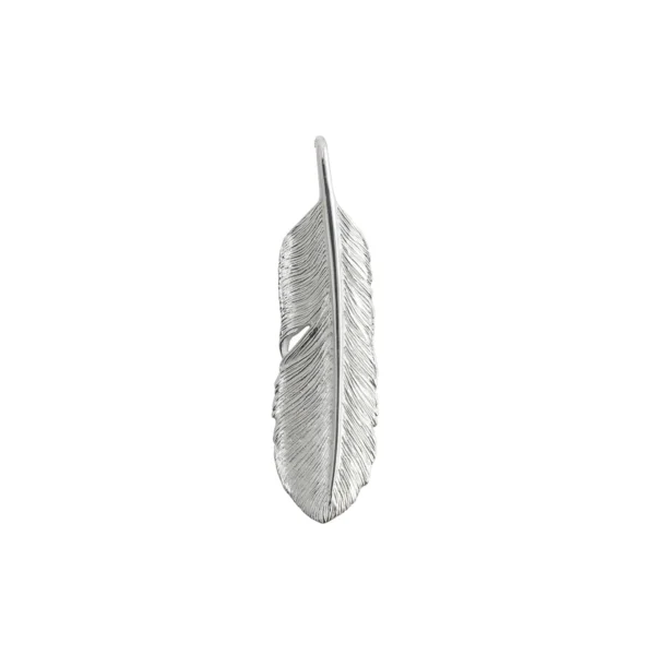 Feather Natural Silver Color Right Facing Pendant, Medium - Image 2