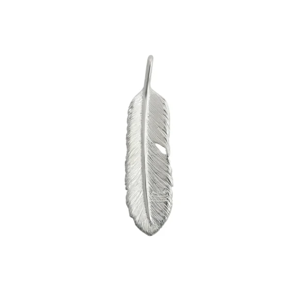 Feather Natural Silver Color Right Facing Pendant, Medium - Image 3