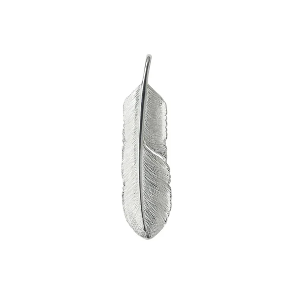 Feather Natural Silver Color Left Facing Pendant, Large - รูปภาพ 2