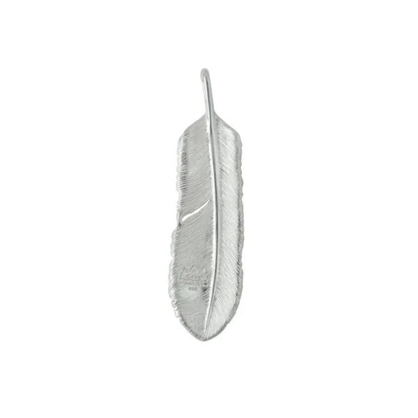 Feather Natural Silver Color Left Facing Pendant, Large - รูปภาพ 3