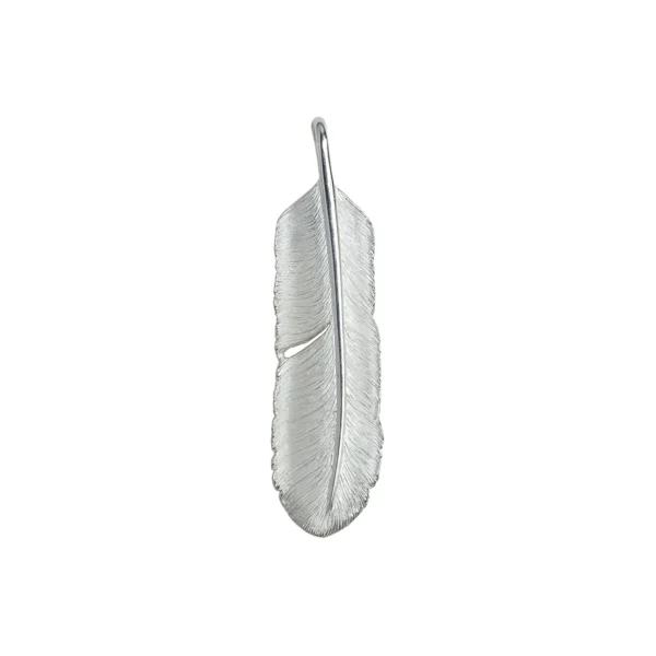 Feather Natural Silver Color Right Facing Pendant, Large - Image 2