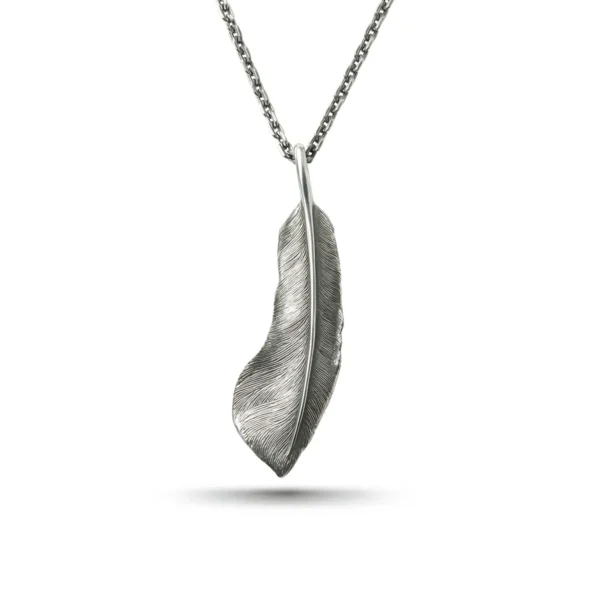 Covert Feather Right Facing Pendant, Large