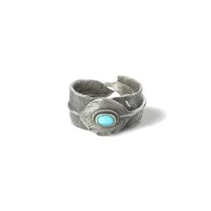 Kingman Turquoise Feather Heart Ring