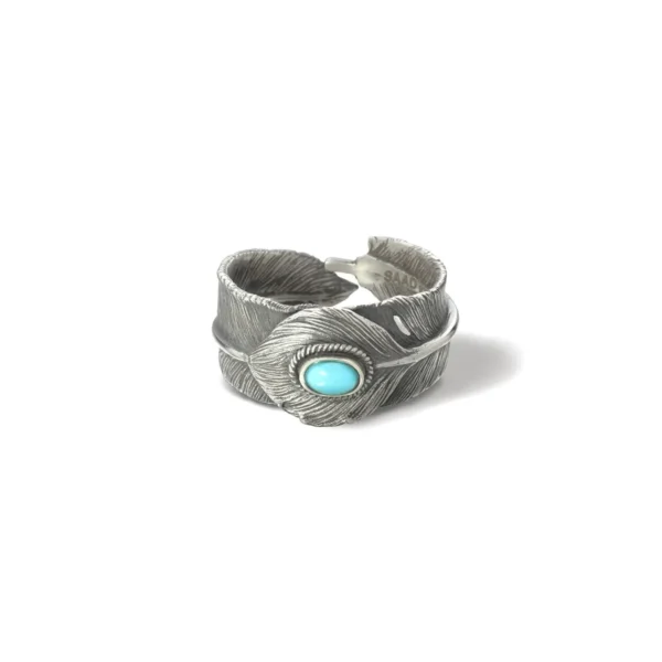 Kingman Turquoise Feather Heart Ring