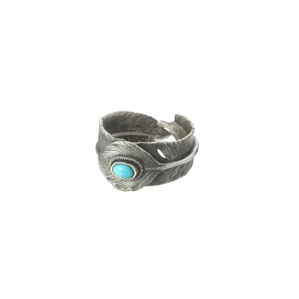 Kingman Turquoise Feather Heart Ring - รูปภาพ 2