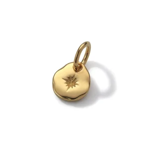 24K Gold Plated Sun Symbol Engraved Charm Pendant