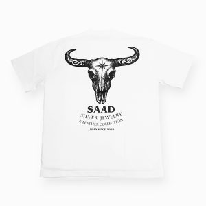 SAAD กะโหลกกระทิงแท้และ Feather เสื้อยืดสีขาว