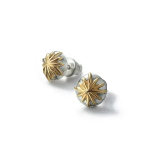 24K Gold Plated Sun Symbol Round Stud Earrings