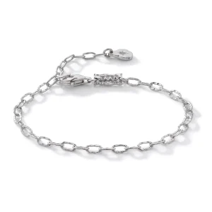 Rhodium Plated Flat Chain Bracelet, Small