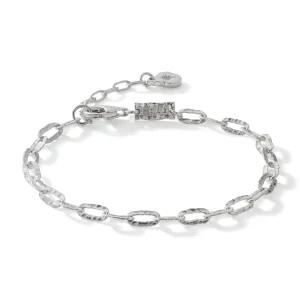 Rhodium Plated Flat Chain Bracelet, Medium